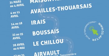 Affiche avec les date de l'exposition itinérante pour s'informer sur l'élaboration du Plan Local d'Urbanisme Intercommunal